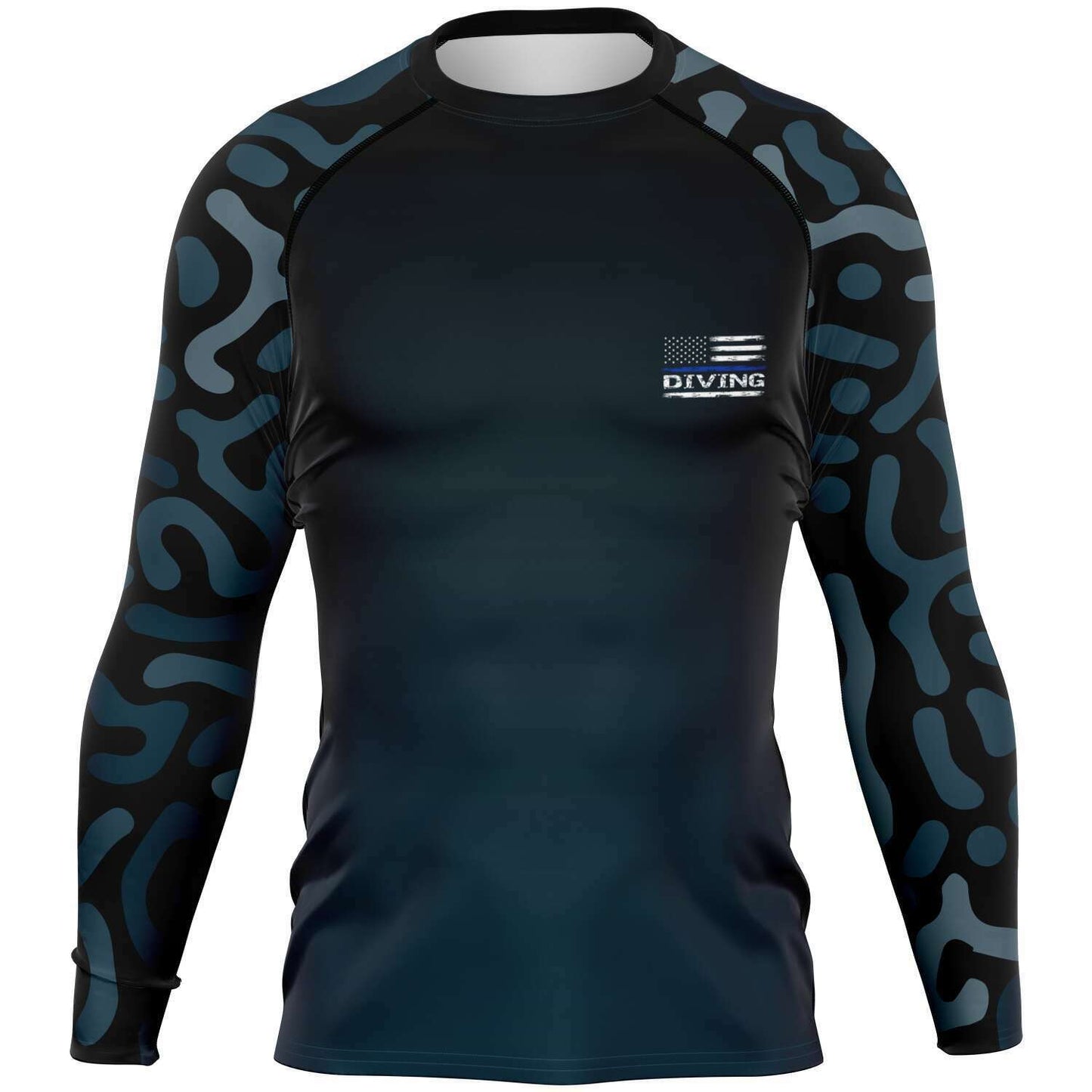 long sleeve scuba diving camo American flag rash guard