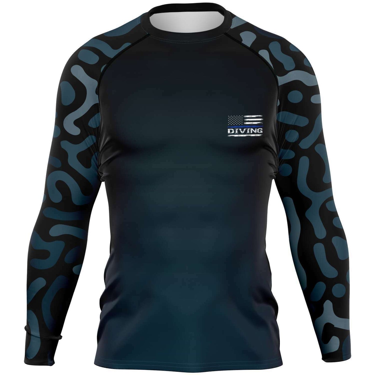 long sleeve scuba diving camo American flag rash guard 